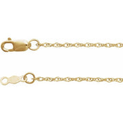18K Yellow  1.25 mm Rope Adjustable 16-18' Chain