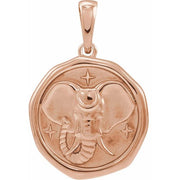 14K Rose Elephant Spirit Animal Pendant