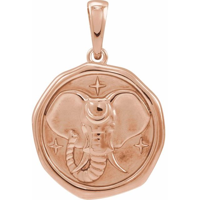 14K Rose Elephant Spirit Animal Pendant