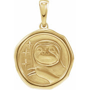 14K Yellow Sloth Spirit Animal Pendant