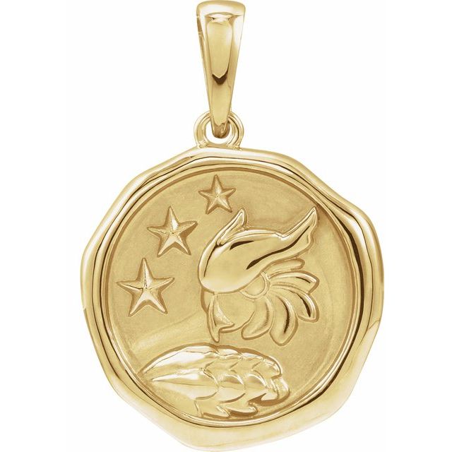 14K Yellow Owl Spirit Animal Pendant