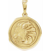 14K Yellow Lion Spirit Animal Pendant