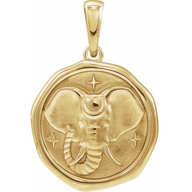 14K Yellow Elephant Spirit Animal Pendant
