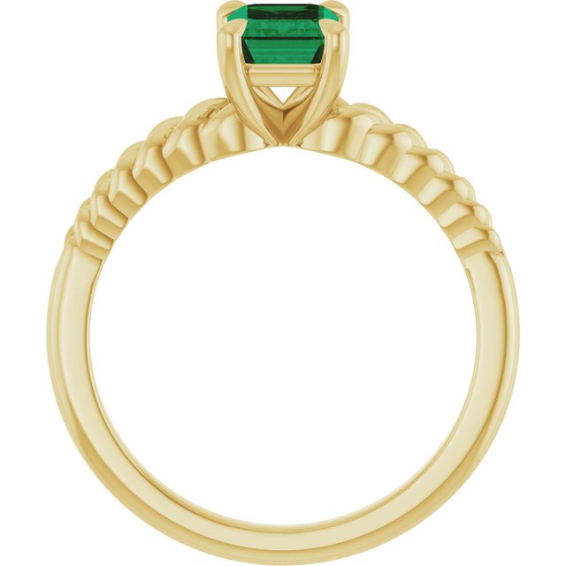 14K Yellow Emerald Lab-Grown Emerald Solitaire Ring