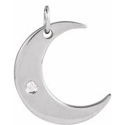 14K White .01 CT Natural Diamond Crescent Moon Pendant
