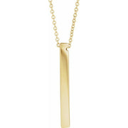 14k Yellow Engravable Three-sided Bar 16-18' Necklace