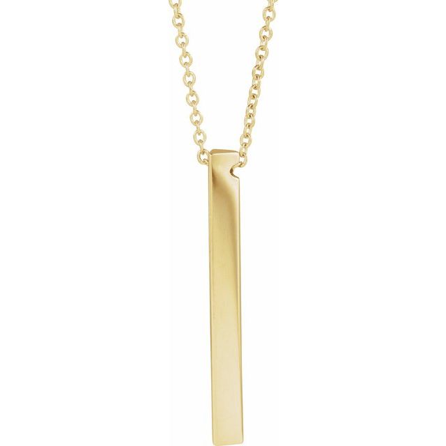 14k Yellow Engravable Three-sided Bar 16-18' Necklace