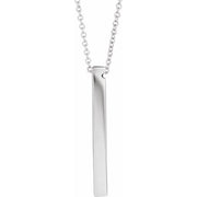 Sterling Silver Engravable Three-Sided Bar 16-18' Necklace