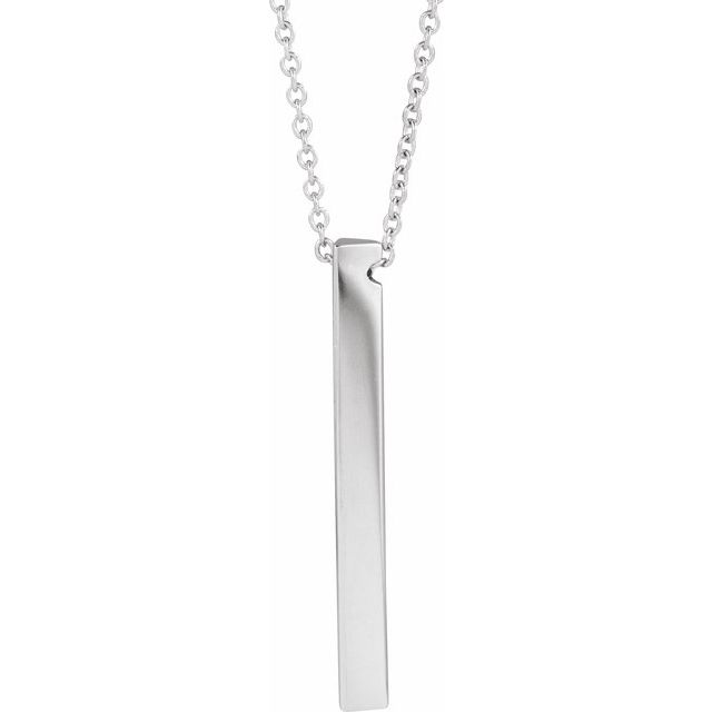 Sterling Silver Engravable Three-Sided Bar 16-18' Necklace