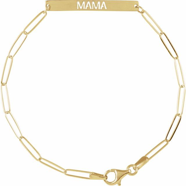 14K Yellow Mama Bar 7' Bracelet