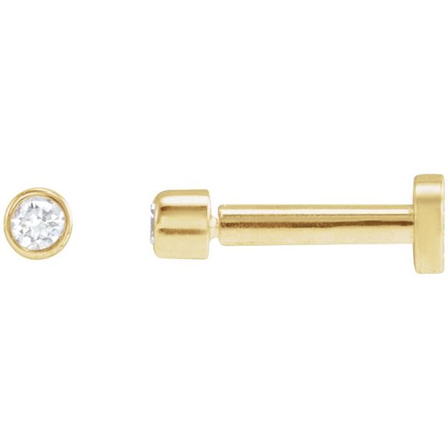 14K Yellow .015 CT Natural Diamond Earring