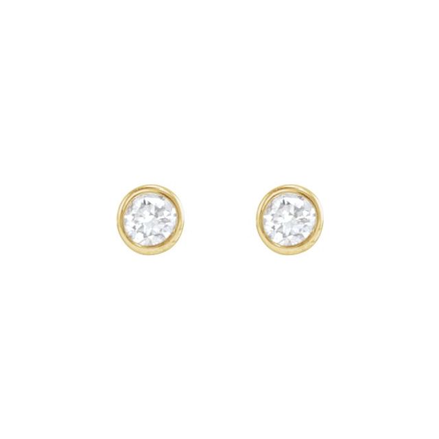 14K Yellow .015 CT Natural Diamond Earring