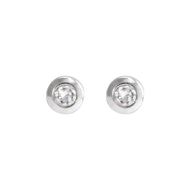 14K White .02 CT Natural Diamond Earring
