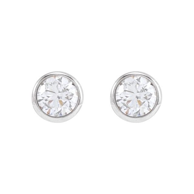 14K White .06 CT Natural Diamond Earring