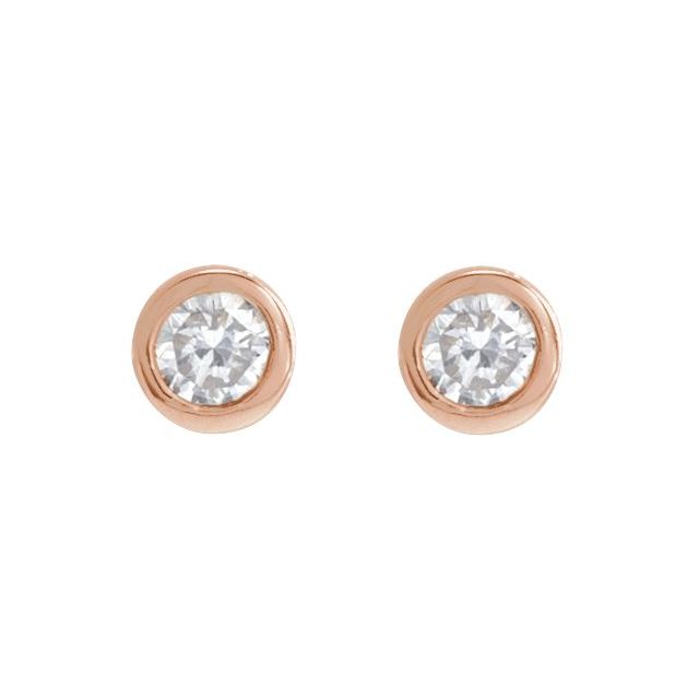 14K Rose .03 CT Natural Diamond Earring