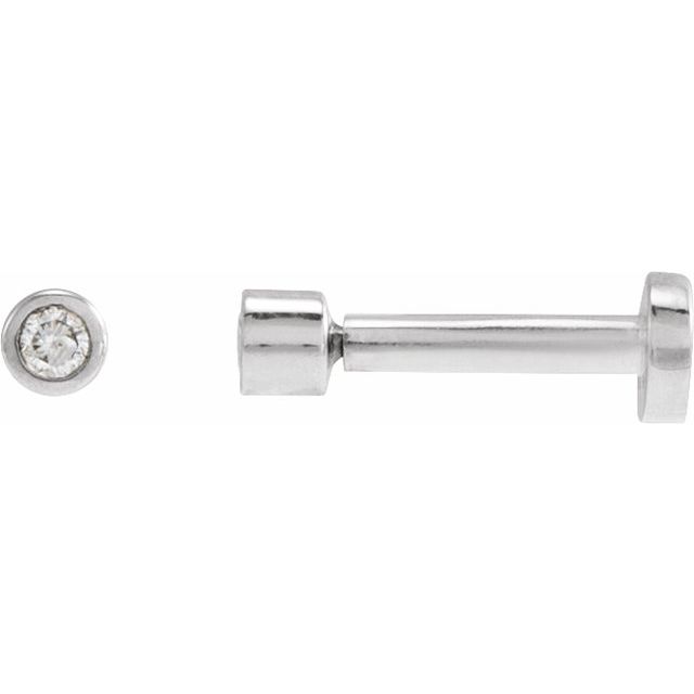14K White .04 CT Natural Diamond Earring