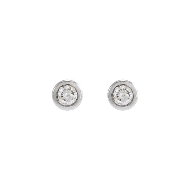 14K White .04 CT Natural Diamond Earring
