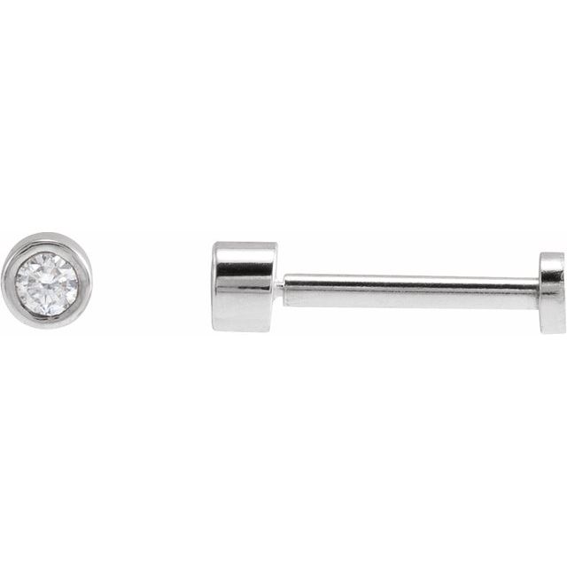 14K White .04 CT Natural Diamond Earring