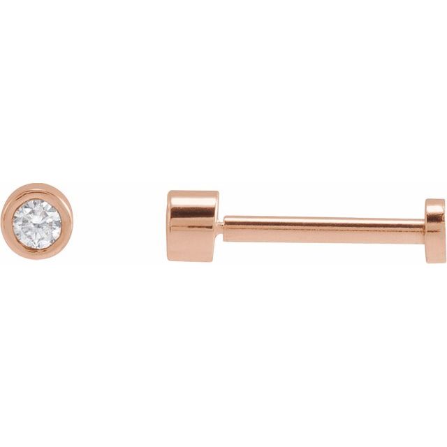 14K Rose .04 CT Natural Diamond Earring