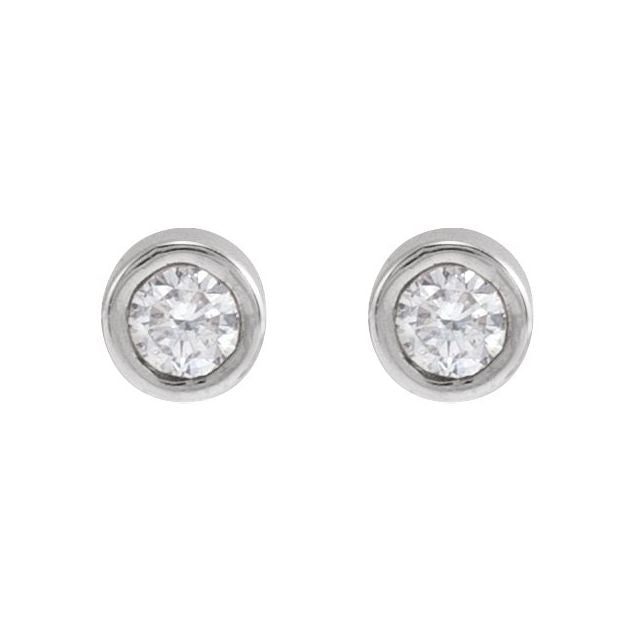 14K White .04 CT Natural Diamond Earring