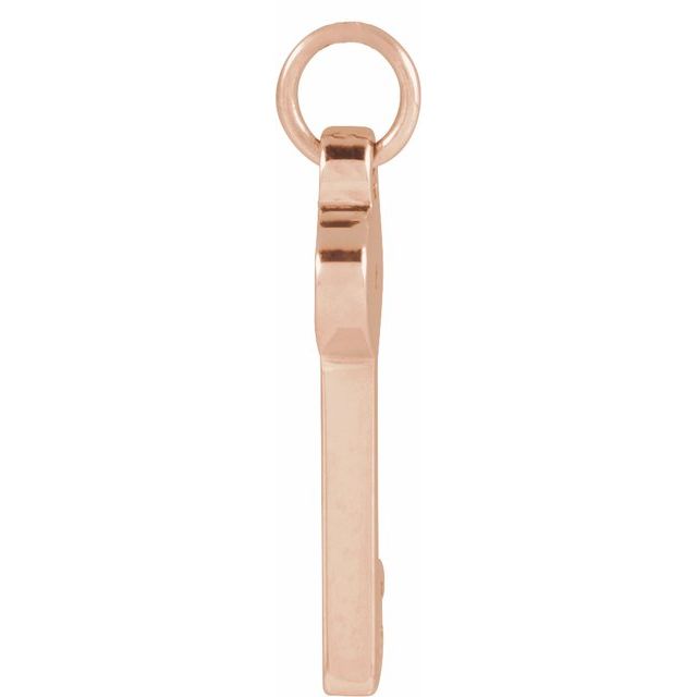 14K Rose .0025 CT Natural Diamond Key Pendant
