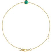14K Yellow Natural Emerald  6 1/2-7-1/2' Bracelet