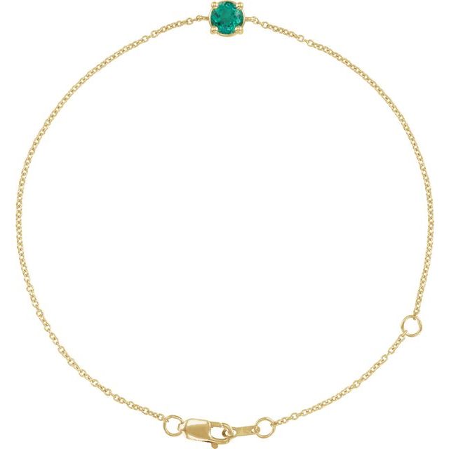 14K Yellow Natural Emerald  6 1/2-7-1/2' Bracelet