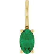 14K Yellow 5x3 mm Natural Emerald Charm/Pendant
