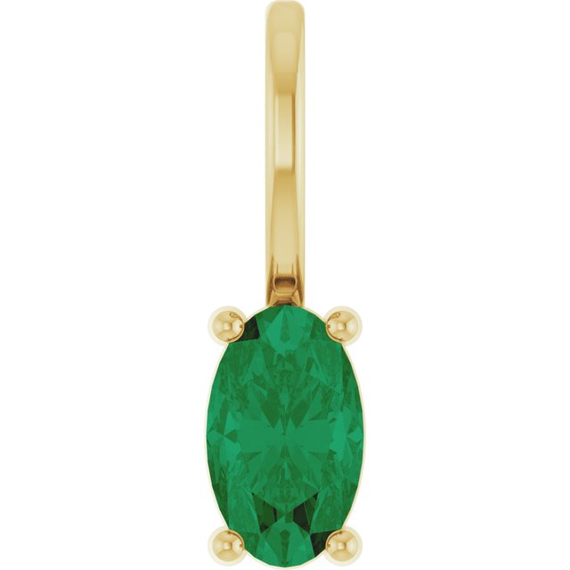 14K Yellow 5x3 mm Natural Emerald Charm/Pendant