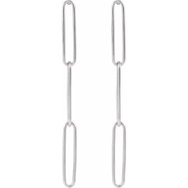 14K White Paperclip-Style Earrings