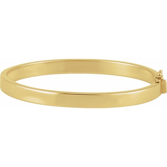 14K Yellow 6 mm Tube Hinged Bangle 7' Bracelet