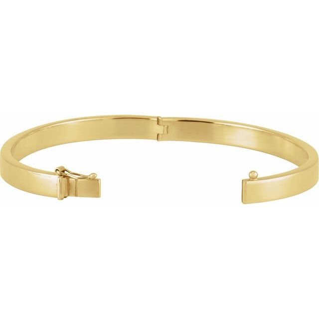 14K Yellow 6 mm Tube Hinged Bangle 7' Bracelet