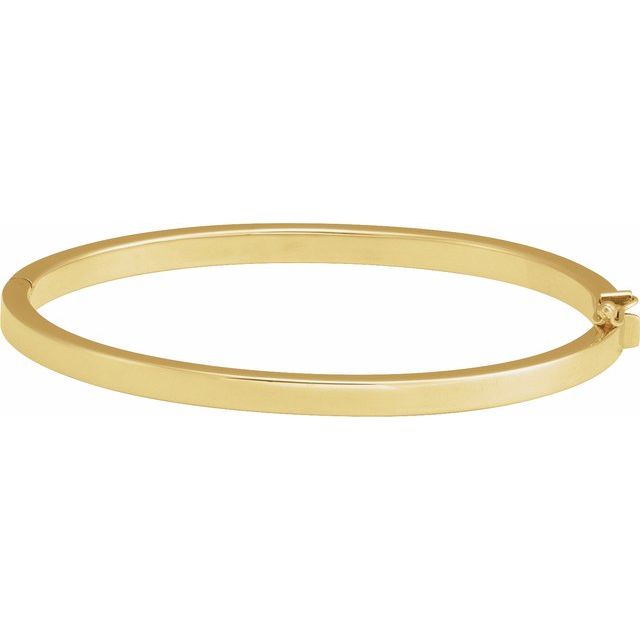 14K Yellow 4 mm Tube Hinged Bangle 7' Bracelet