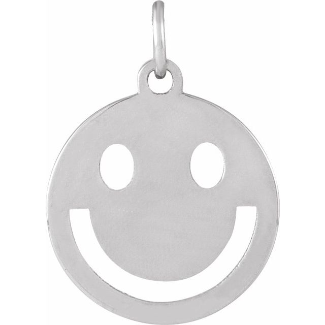 14K White Smiley Face Pendant