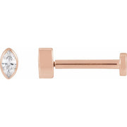 14k Rose .03 Ct Natural Diamond Press Fit Back Stud Earring