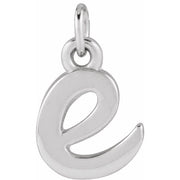 14k White Petite Initial E Pendant