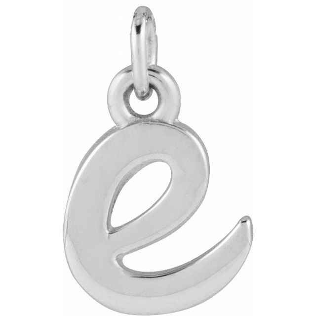 14k White Petite Initial E Pendant