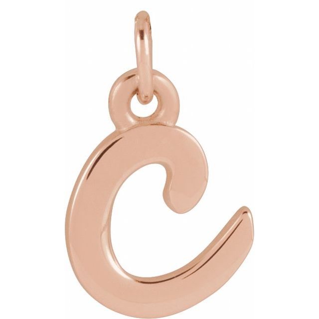 14K Rose Petite Initial C Pendant