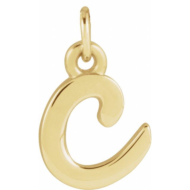 14K Yellow Petite Initial C Pendant