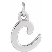 14K White Petite Initial C Pendant