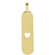 14k Yellow Engravable Heart Bar Pendant