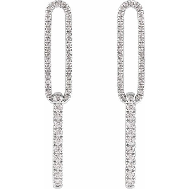 14K White 1/2 CTW Lab-Grown Diamond Elongated Link Earrings