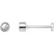 14K White .04 CT Rose-Cut Natural Diamond Press Fit Back Stud Earring