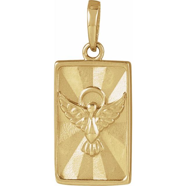 14K Yellow Holy Spirit & Dove Pendant