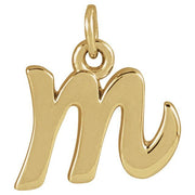 14K Yellow Petite Initial M Pendant