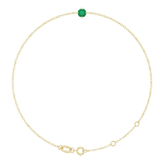 14K Yellow 4 mm Lab-Grown Emerald 6 1/2-7 1/2' Bracelet