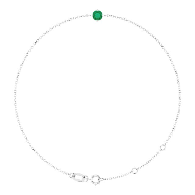 14k White 4 Mm Lab-grown Emerald 6 1/2-7 1/2' Bracelet