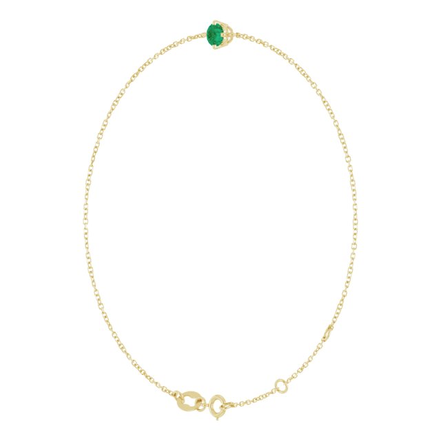 14K Yellow 4 mm Lab-Grown Emerald 6 1/2-7 1/2' Bracelet
