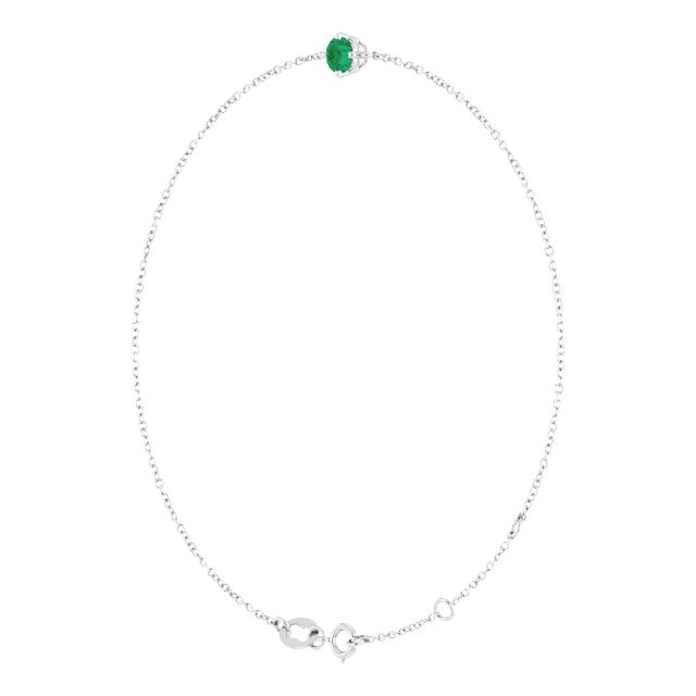 14k White 4 Mm Lab-grown Emerald 6 1/2-7 1/2' Bracelet