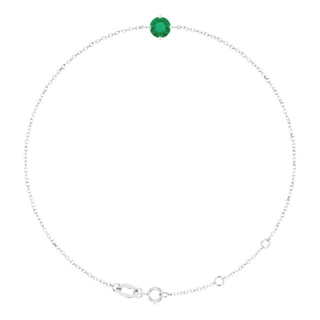 14K White 5 mm Lab-Grown Emerald 6 1/2-7 1/2' Bracelet